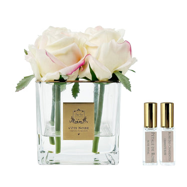 Couture Four Rose Buds - Clear with Gold Badge - Pink Blush - SVC402 (Carton of 4)